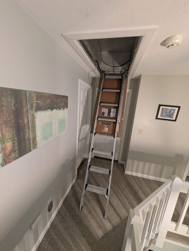 Attic Ladder Replacement in Natick — attic ladder painting